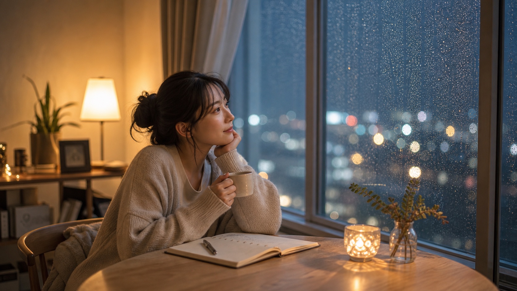 落ち着いて考える女性