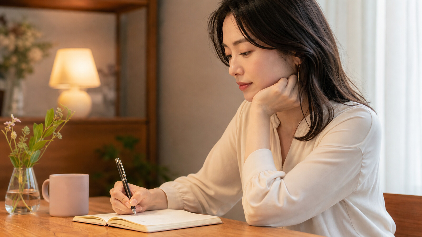 落ち着いて考える女性